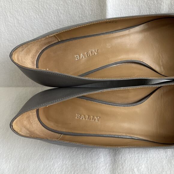 Bally Switzerland Halin.O Gray leather pumps size EU 40.5/US 10 small block heel - Picture 2 of 11